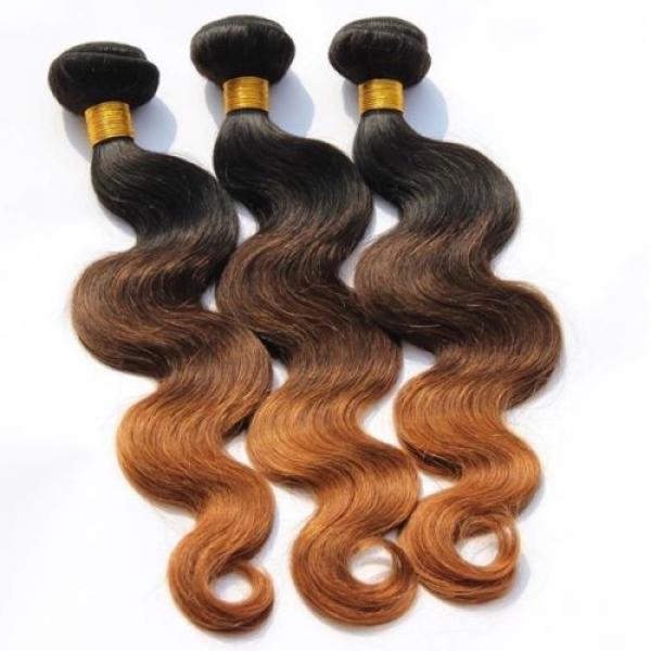 Luxury Body Wave Peruvian Auburn #1B/4/30 Ombre Virgin Human Hair Extensions #2 image