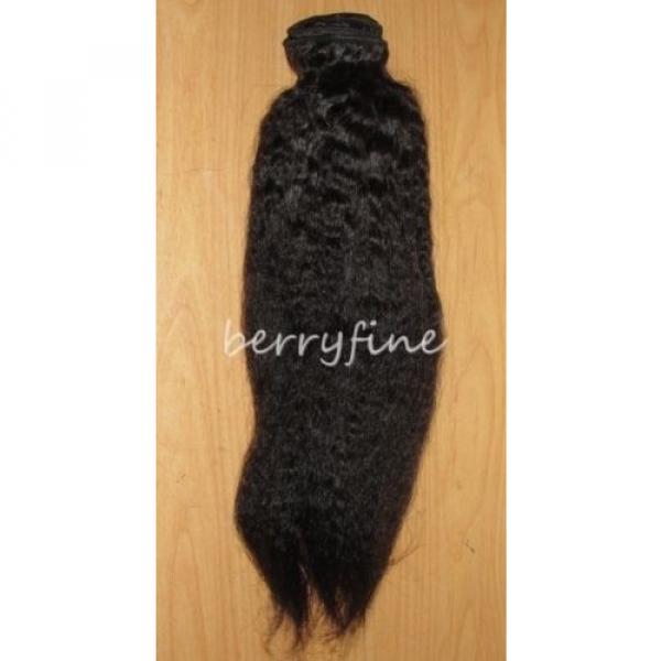 22-inch Virgin Peruvian Kinky Straight Human Hair Weft Extensions - Natural #1 image