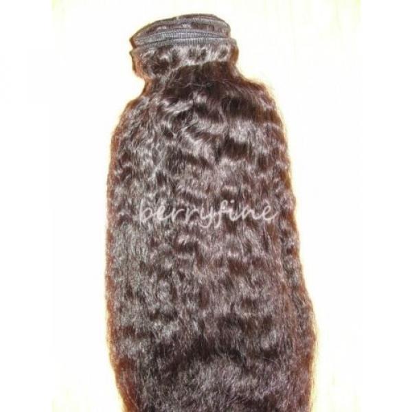 22-inch Virgin Peruvian Kinky Straight Human Hair Weft Extensions - Natural #2 image
