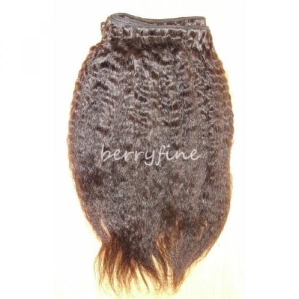 22-inch Virgin Peruvian Kinky Straight Human Hair Weft Extensions - Natural #4 image