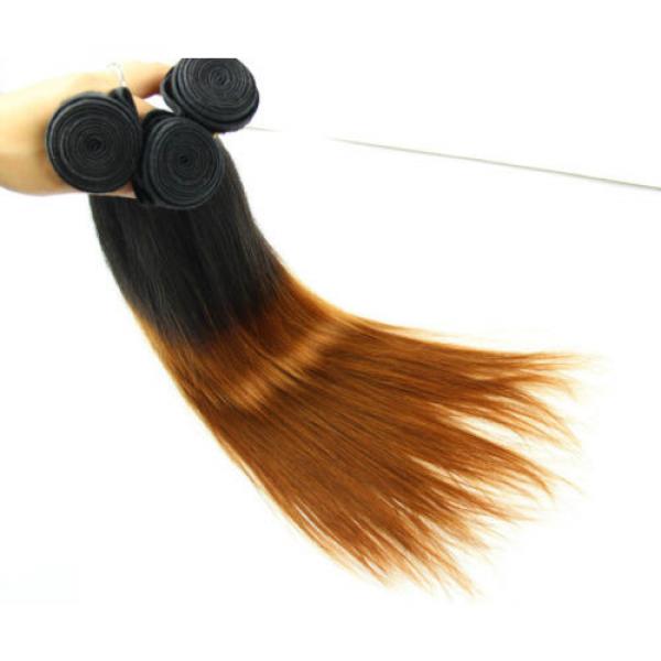 Luxury Silky Straight Peruvian Auburn #30 Ombre Virgin Human Hair Extensions #2 image