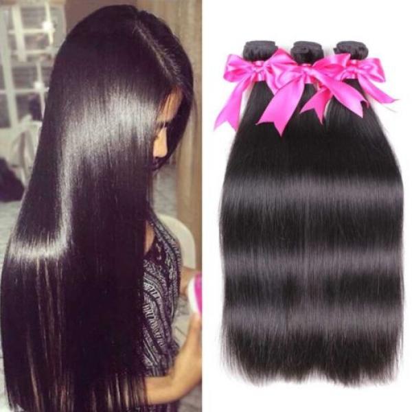 Peruvian Virgin Straight Hair Weave 3 Bundles Unprocessed Silky Straight Human 8 #1 image