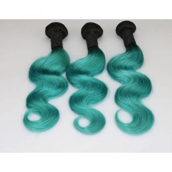 Luxury Body Wave Peruvian Teal Green Ombre Virgin Human Hair Extensions 7A #1 image