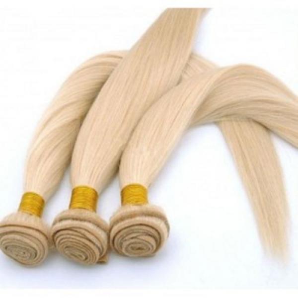 Luxury Silky Straight Bleach Blonde #613 Peruvian Virgin Human Hair Extensions #2 image