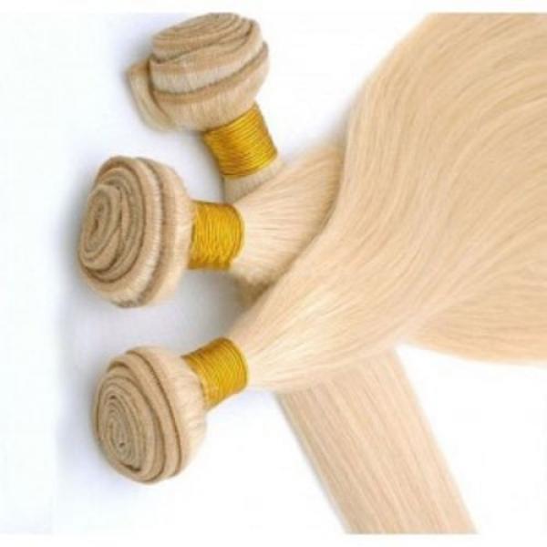 Luxury Silky Straight Bleach Blonde #613 Peruvian Virgin Human Hair Extensions #3 image