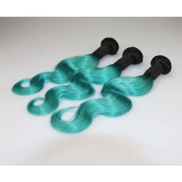 Luxury Body Wave Peruvian Teal Green Ombre Virgin Human Hair Extensions 7A #2 image