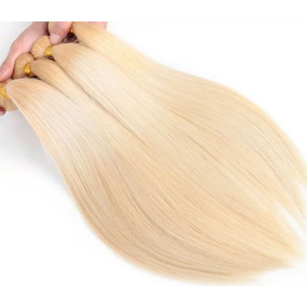 Luxury Silky Straight Bleach Blonde #613 Peruvian Virgin Human Hair Extensions #4 image