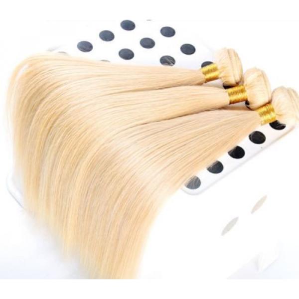 Luxury Silky Straight Bleach Blonde #613 Peruvian Virgin Human Hair Extensions #5 image