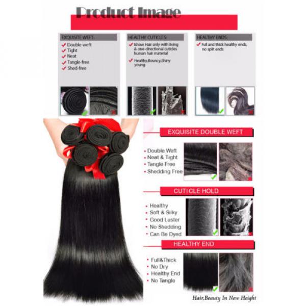 1bundle-100g STRAIGHT Unprocessed Real human hair Indian Brazilian Malay Peru 7A #3 image