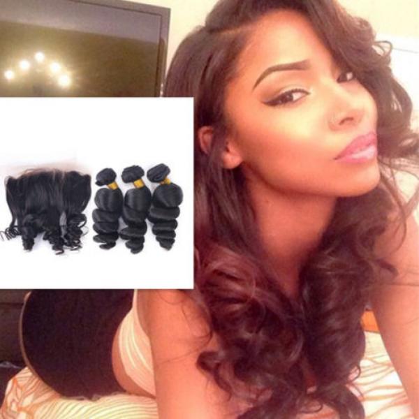 Cheap Human Hair Weave 3Bundles With 13x4 Lace Frontal 100% Virgin Peruvian Hair #1 image