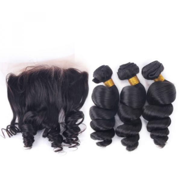 Cheap Human Hair Weave 3Bundles With 13x4 Lace Frontal 100% Virgin Peruvian Hair #3 image