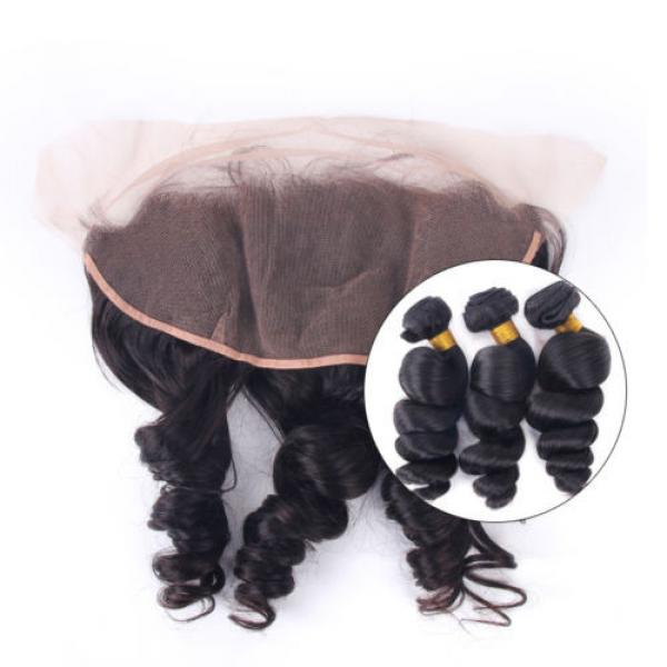 Cheap Human Hair Weave 3Bundles With 13x4 Lace Frontal 100% Virgin Peruvian Hair #4 image