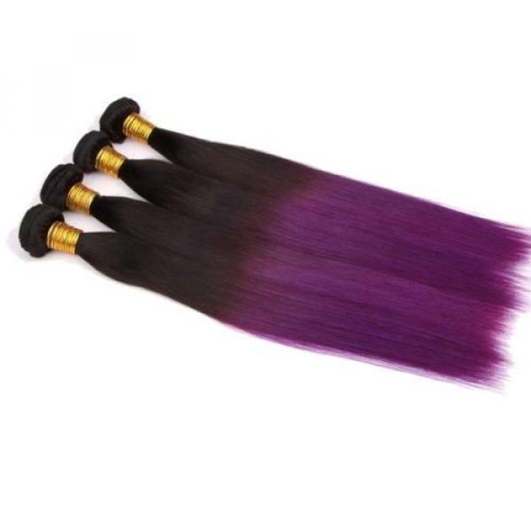 Luxury Silky Straight Peruvian Purple Ombre Virgin Human Hair Weft Extensions #2 image