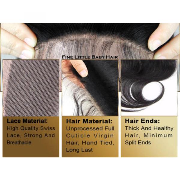 Lace Frontal Closures 13&#034;x4 PERUVIAN Body Wave Virgin Human Remy with Baby Hair #2 image