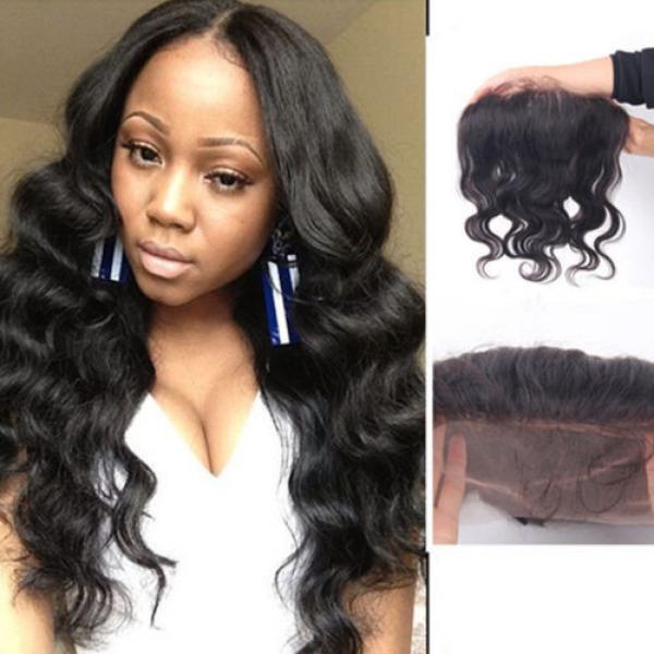 Virgin Peruvian Hair Body Wave 13x4 Ear to Ear Frontal Closure Bleached Knots 7A #1 image