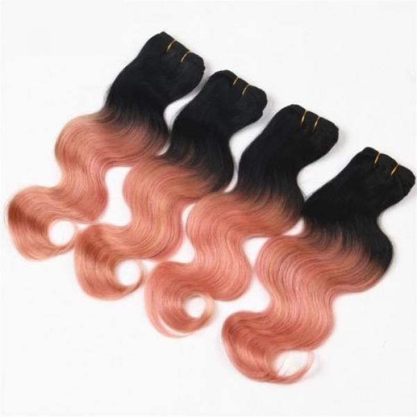 Luxury Peruvian Pink Rose Gold Ombre Body Wave Virgin Human Hair Extensions #1 image
