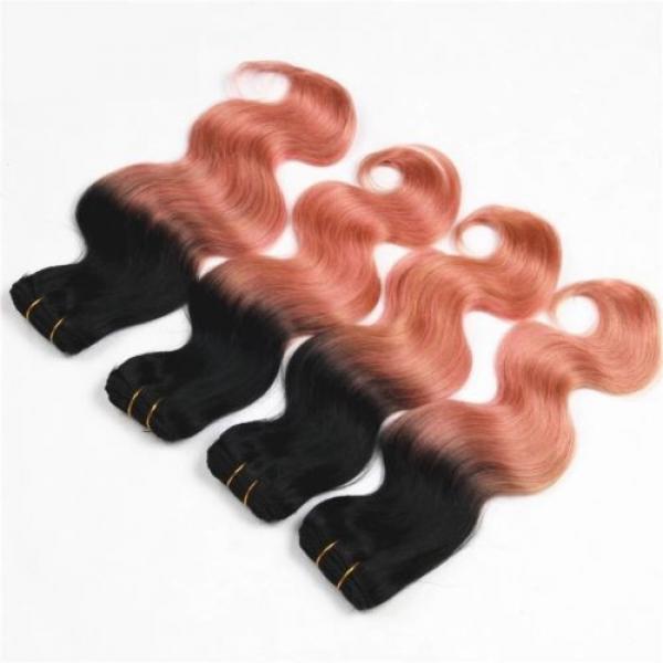 Luxury Peruvian Pink Rose Gold Ombre Body Wave Virgin Human Hair Extensions #2 image