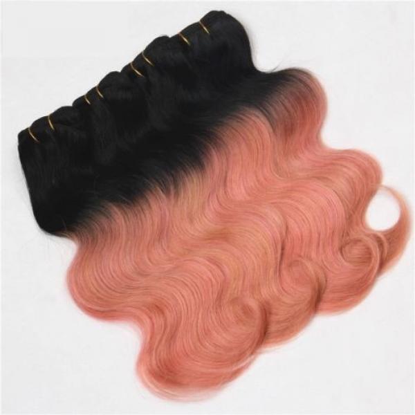 Luxury Peruvian Pink Rose Gold Ombre Body Wave Virgin Human Hair Extensions #3 image