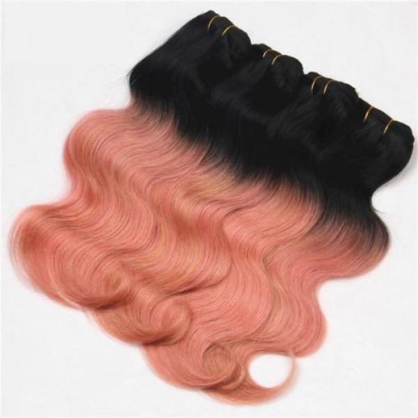 Luxury Peruvian Pink Rose Gold Ombre Body Wave Virgin Human Hair Extensions #4 image