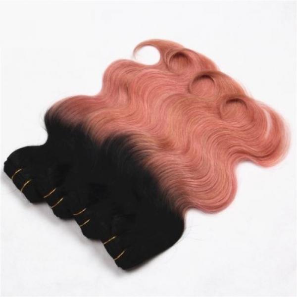 Luxury Peruvian Pink Rose Gold Ombre Body Wave Virgin Human Hair Extensions #5 image