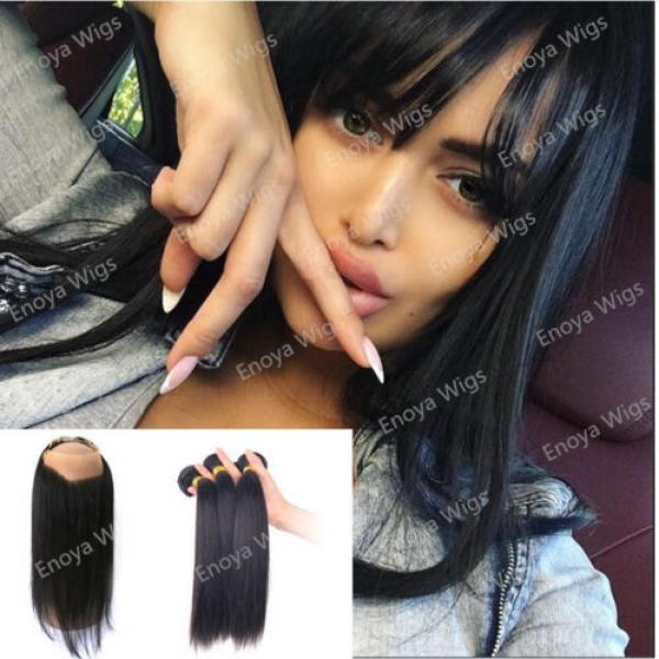 Peruvian Straight 360 Lace Front Closure Ear to Ear with 3Bundles Virgin Hair #1 image