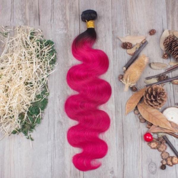 Luxury Peruvian Hot Pink Dark Root Ombre Body Wave Virgin Human Hair Extensions #2 image