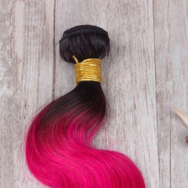 Luxury Peruvian Hot Pink Dark Root Ombre Body Wave Virgin Human Hair Extensions #3 image