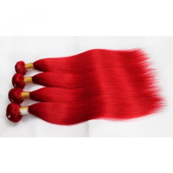 Luxury Peruvian Silky Straight Hot Red Virgin Human Hair Extensions Weave Weft #1 image