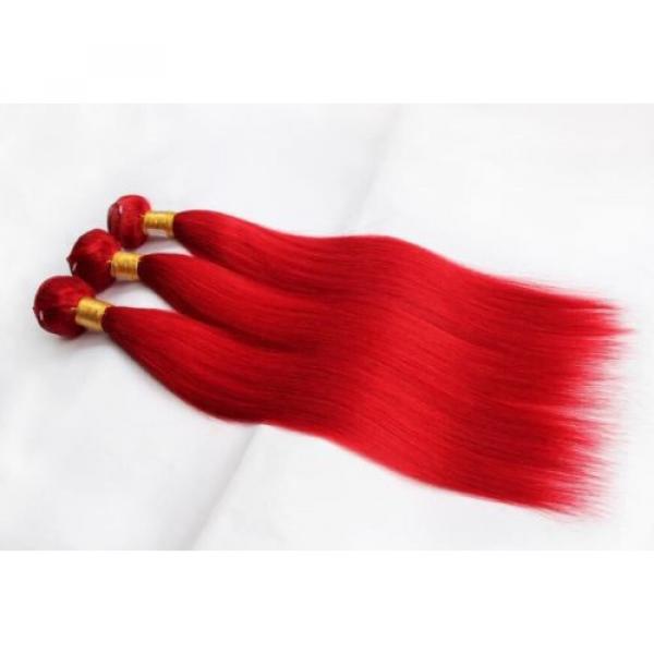 Luxury Peruvian Silky Straight Hot Red Virgin Human Hair Extensions Weave Weft #2 image