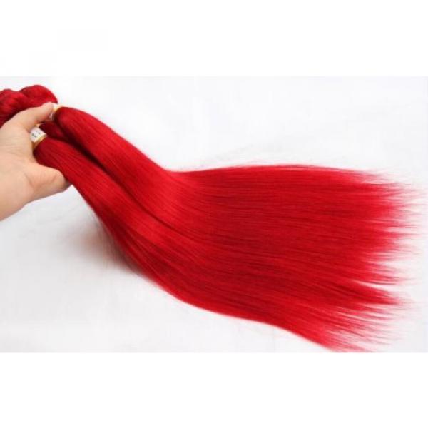 Luxury Peruvian Silky Straight Hot Red Virgin Human Hair Extensions Weave Weft #4 image