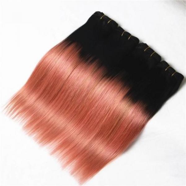 Luxury Peruvian Pink Rose Gold Ombre Straight Virgin Human Hair Extensions #2 image