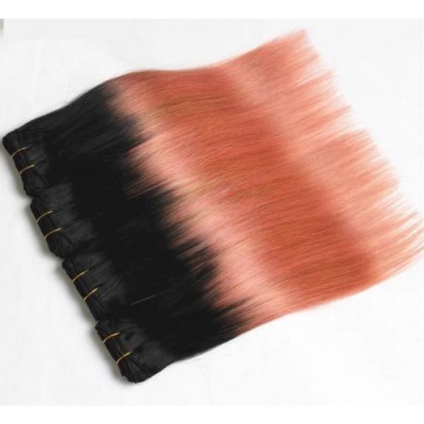 Luxury Peruvian Pink Rose Gold Ombre Straight Virgin Human Hair Extensions #4 image