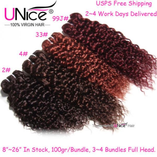 Peruvian Curly Human Hair 3 Bundles 2#4#33#99J# UNice 8A Virgin Hair Extensions #1 image