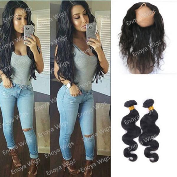100% Peruvian Virgin Human Hair 360 Lace Frontal Closure Body Wave with 2Bundles #1 image