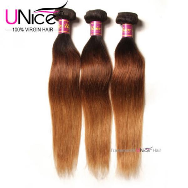 Peruvian Virgin Hair Straight 3 Bundles T1b/4/27 Ombre Straight Hair Extensions #2 image