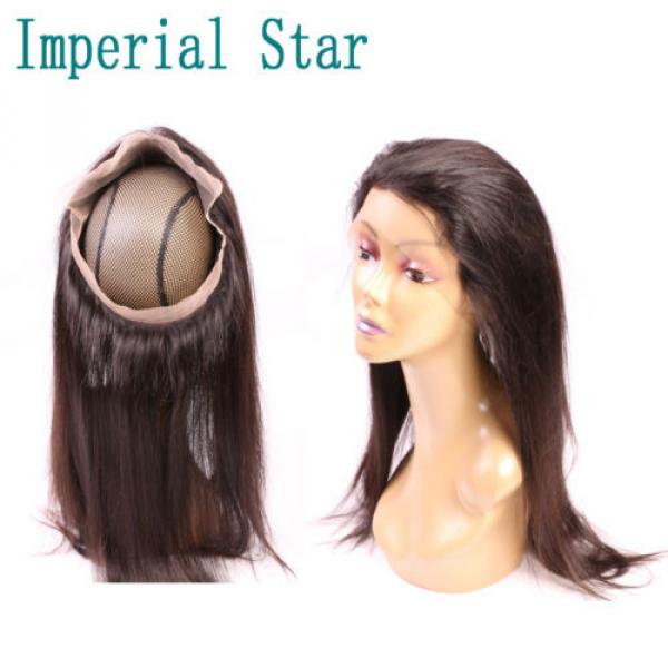 8A Pre Plucked 360 Full Lace Band Frontal Closure With Straps Peruvian straight #4 image