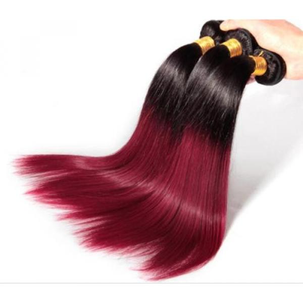 Luxury Straight Peruvian Burgundy Red Ombre #99J Virgin Human Hair Extensions #2 image
