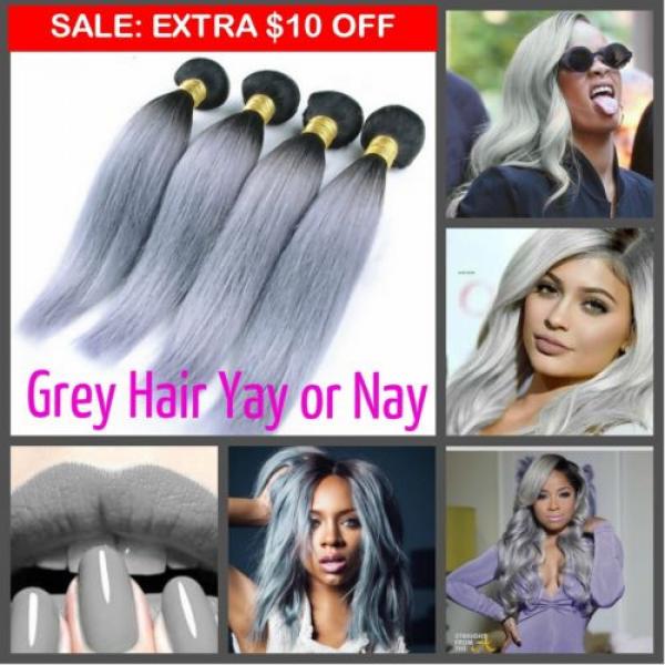 12&#034;-26&#034; Thick Virgin Remy Brazilian Black Grey Human Hair Weave Bundle 300 Lot #1 image