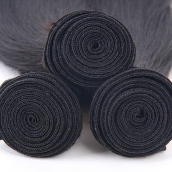 Silk Base Closures Lace Frontal+ Peruvian Human Hair Weave Virgin Hair 3 Bundles #5 image