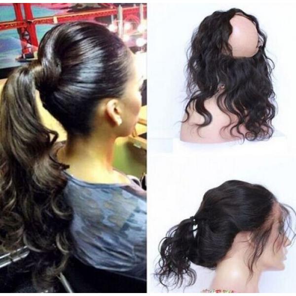 360 Free Part Lace Frontal 100%  Peruvian Virgin remy Human Hair 8A black #1 image