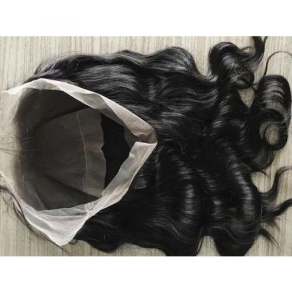 360 Free Part Lace Frontal 100%  Peruvian Virgin remy Human Hair 8A black #2 image