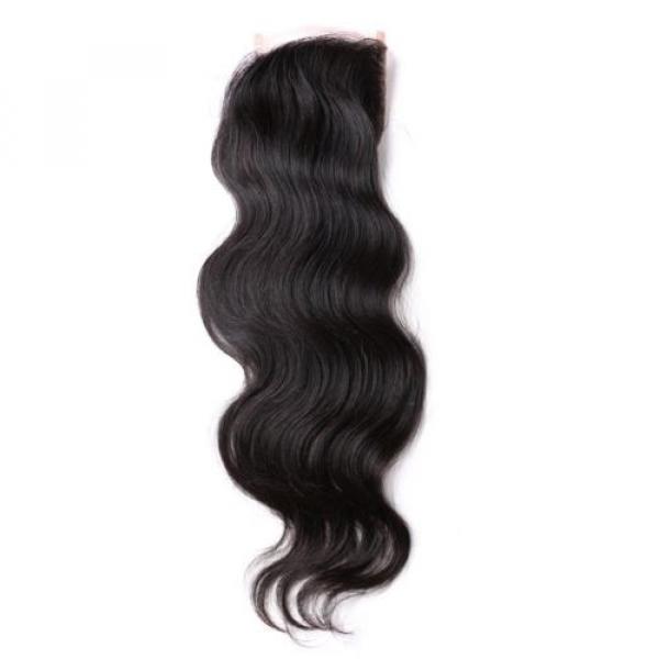 100% Virgin unprocessed Peruvian Human hair Top Lace closure  4&#034;*4&#034; free part 7A #2 image
