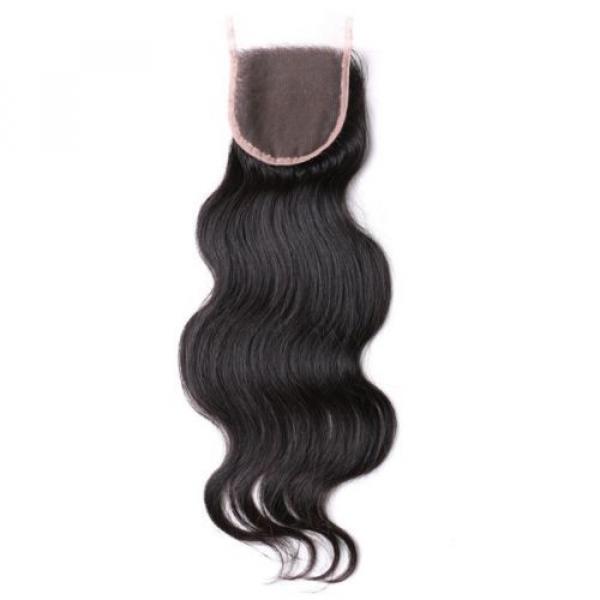 100% Virgin unprocessed Peruvian Human hair Top Lace closure  4&#034;*4&#034; free part 7A #3 image