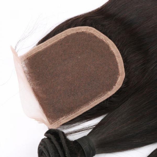 100% Virgin unprocessed Peruvian Human hair Top Lace closure  4&#034;*4&#034; free part 7A #4 image