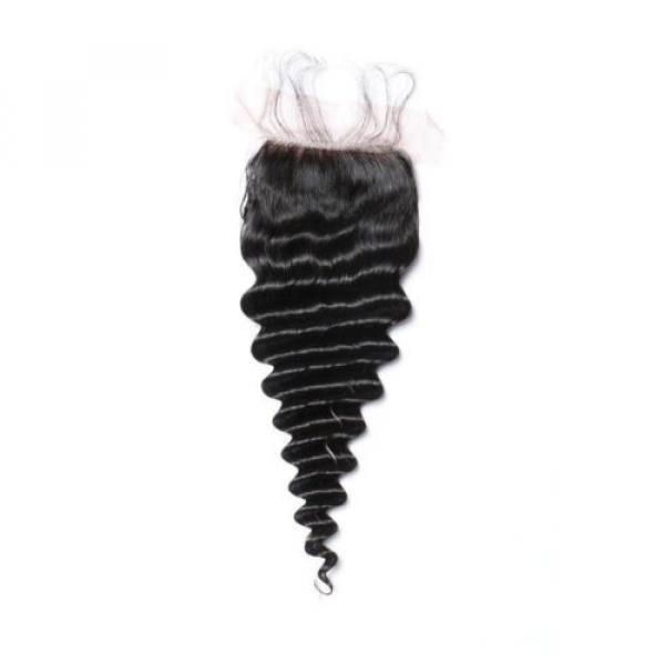 100% Virgin unprocessed Peruvian Human hair Top Lace closure  4&#034;*4&#034; free part 7A #5 image