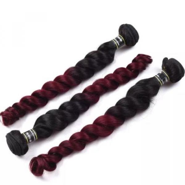 Luxury Loose Wave Peruvian Burgundy Red #99J Ombre Virgin Human Hair Extensions #4 image