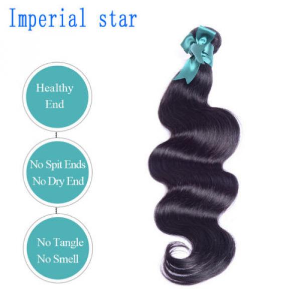 100%Virgin Peruvian Body wave with closure Human Hair Extension unprocessed Wavy #5 image