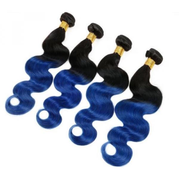Luxury Body Wave Peruvian Blue Ombre Virgin Human Hair Weft Extensions #1 image