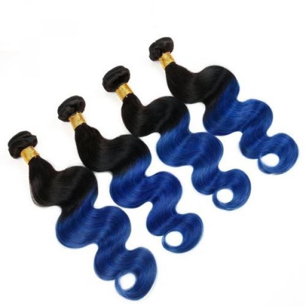 Luxury Body Wave Peruvian Blue Ombre Virgin Human Hair Weft Extensions #2 image