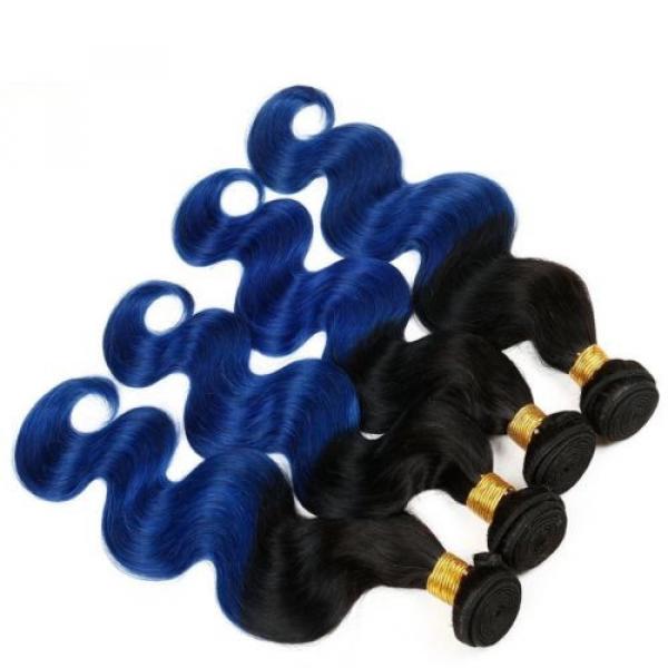 Luxury Body Wave Peruvian Blue Ombre Virgin Human Hair Weft Extensions #4 image